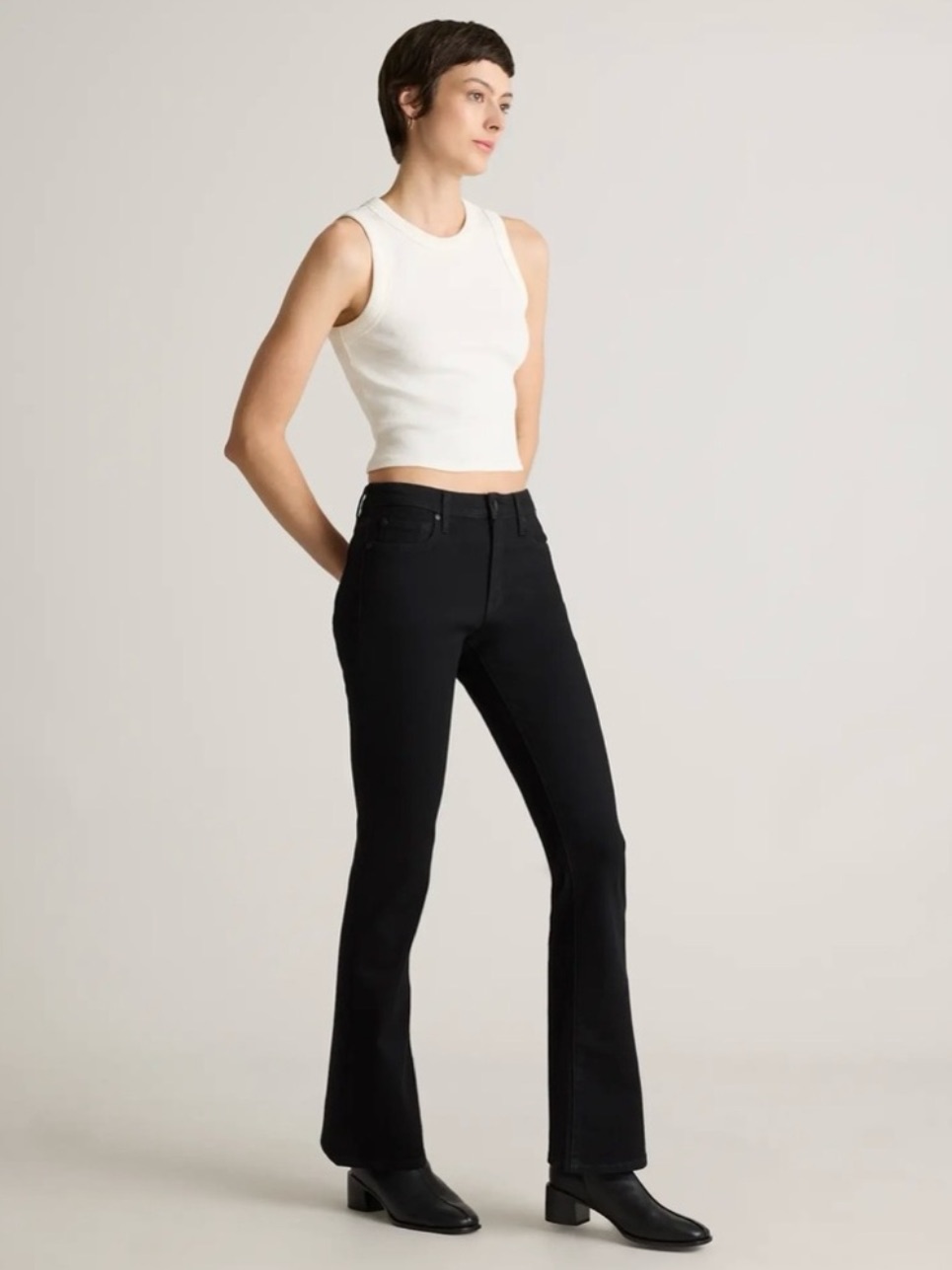 Quince Luna Stretch Flare Jeans Size 29 Black 32" Inseam Nwt